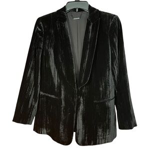 Elie Tahari Black Crushed Velvet Holiday Party Formal Blazer Jacket Size 8